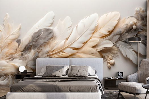 Фотообои в интерьере артикул AG-FT-026, Feathers, Design Studio 3D